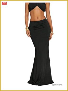 Women's Bodycon Maxi Skirt Fishtail Ruched Low Rise Night Out